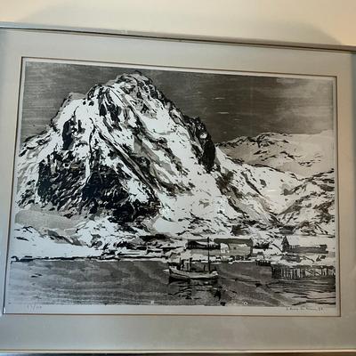 144 Black & White Signed and Numbered Woodcut Print By LARS LERIN