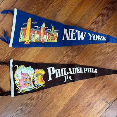 Two Vintage Felt Souvenir Pennants