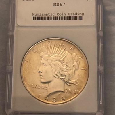 1934 MS 67 Peace Dollar
