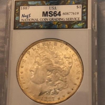 1887 MS 64 Morgan Silver Dollar