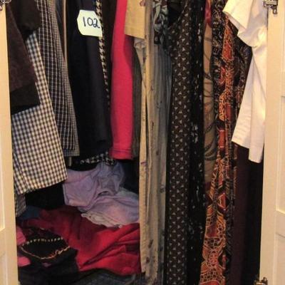 Lot 102-Large lot of Clothing Dresses, Jackets Etc.