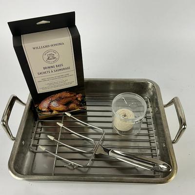 160 Tramontina 18/10 Stainless Steel Roasting Pan With All-Clad Turkey Fork & String