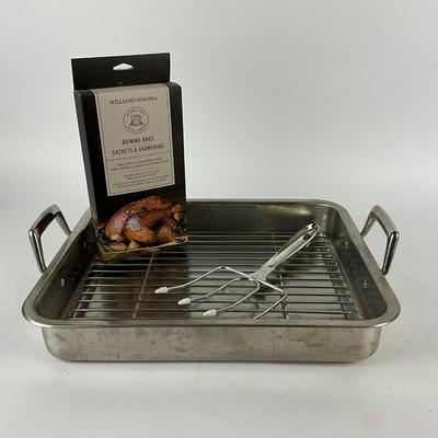 161 Tramontina 18/10 Stainless Steel Roasting Pan With All-Clad Turkey Fork