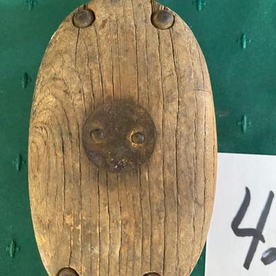 Vintage Iron and Wood Pulley