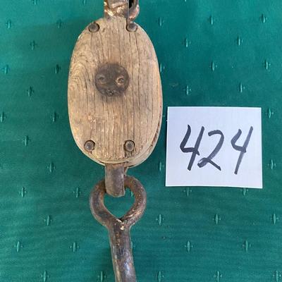 Vintage Iron and Wood Pulley