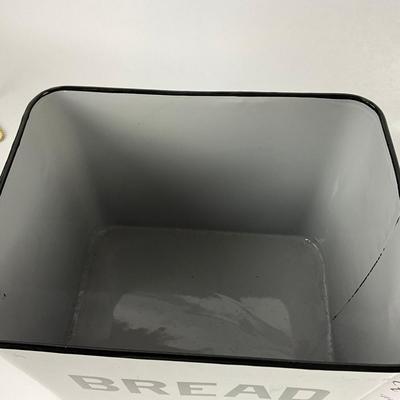 163 Enamel Bread Box & Wooden Recipe Box