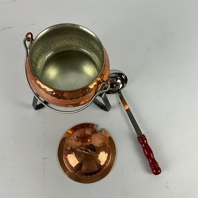 167 Swedish Copper Stand Lid Punch Pot With Ladle