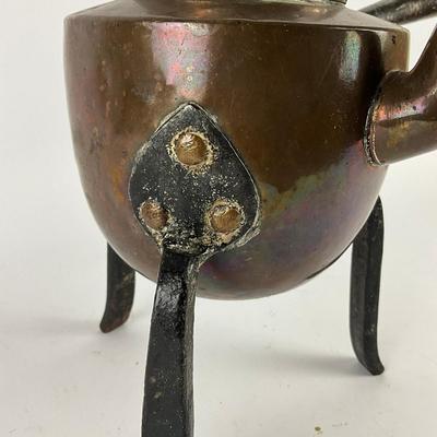 169 Antique Copper & Iron Coffee Kettle