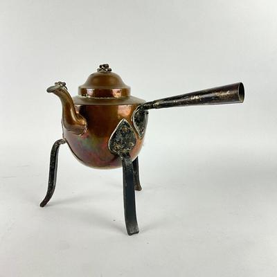 169 Antique Copper & Iron Coffee Kettle