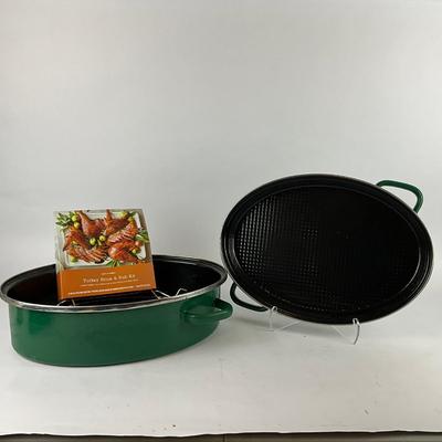 176 Green Enamel Baking Roaster Pan