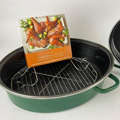 176 Green Enamel Baking Roaster Pan