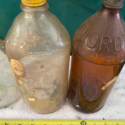 Vintage Clorox and Bo Peep Ammonia Bottles