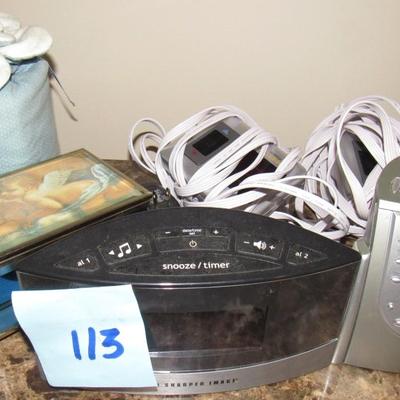 Lot 113-Timex Clock Radio, Sharper Image Radio Clock Etc.