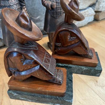 Wood & Marble Book Ends / Statues