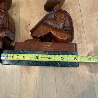 Wood & Marble Book Ends / Statues