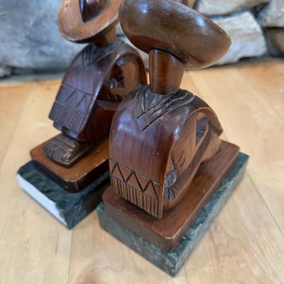 Wood & Marble Book Ends / Statues