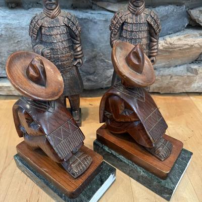 Wood & Marble Book Ends / Statues