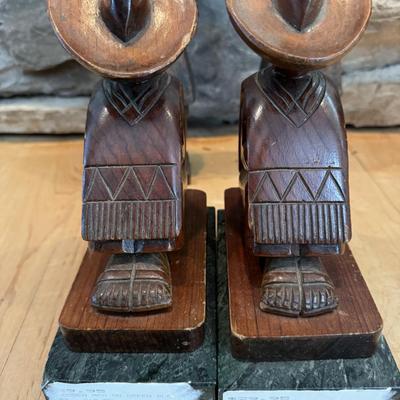 Wood & Marble Book Ends / Statues