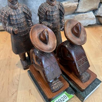 Wood & Marble Book Ends / Statues