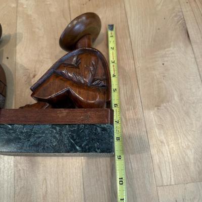 Wood & Marble Book Ends / Statues
