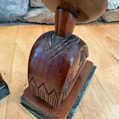 Wood & Marble Book Ends / Statues