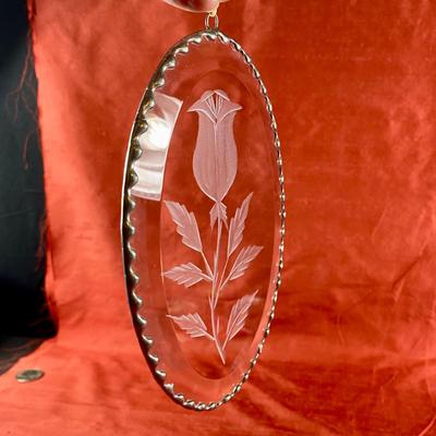 Etched Glass Rose Sun Catcher