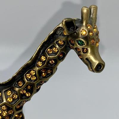 Enameled Giraffe Trinket Box With Crystals