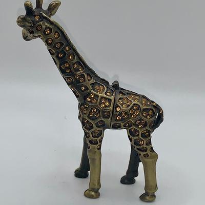 Enameled Giraffe Trinket Box With Crystals