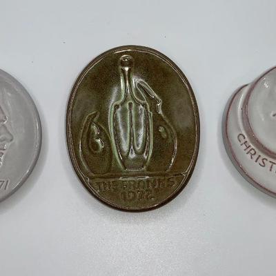 Lot of Three (3) Frankoma Mini Christmas Plates - 1971, 1972, 1973