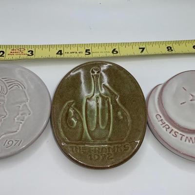Lot of Three (3) Frankoma Mini Christmas Plates - 1971, 1972, 1973