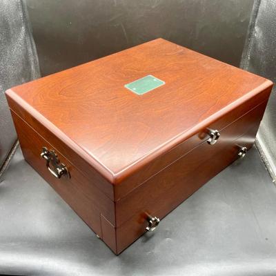 Reed and Barton Bristol Cherry Flatware Chest, Wooden Silverware Organizer and Storage Chest with 1 Drawer