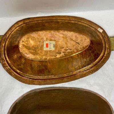 Fish Shaped Copper & Brass Serving Platter with Lid Kitchen Dining Decor