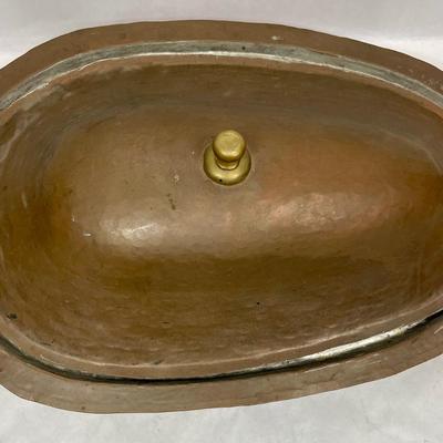 Fish Shaped Copper & Brass Serving Platter with Lid Kitchen Dining Decor