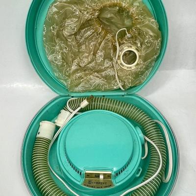Vintage 1960's Portable Dormeyer Electric Hair Dryer Bonnet Style + Carrying Case