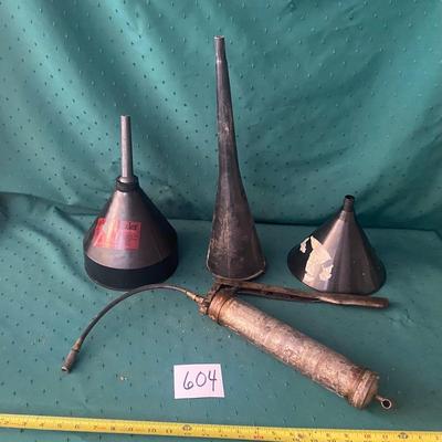Funnels and Grease Gun