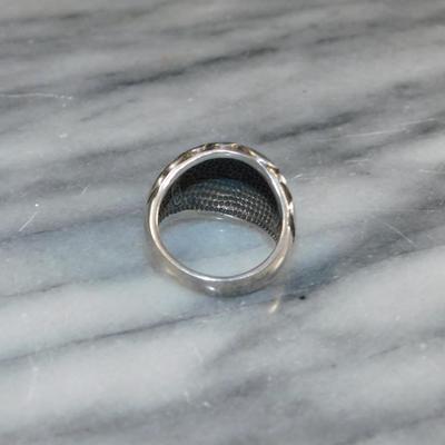 925 Sterling Dome Ring w/ Abalone Tear Drop Settings Size 8, 8.8g