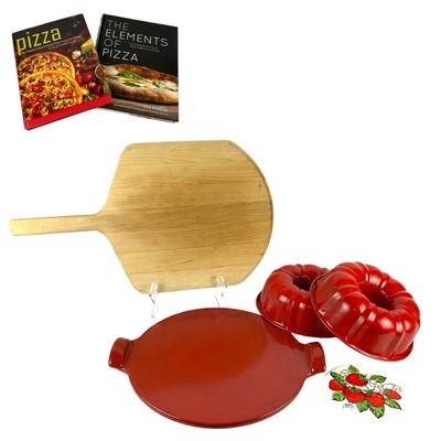 180 Emile Henry Pizza Stone With Two Bundt Pans & Pizza Peel