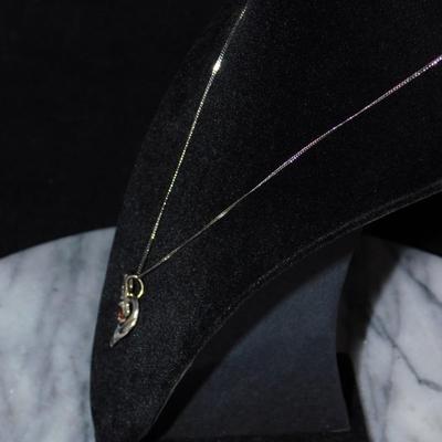 925 Sterling Chain w/ 925 Tourmaline Heart Pendant 18”, 6.4g