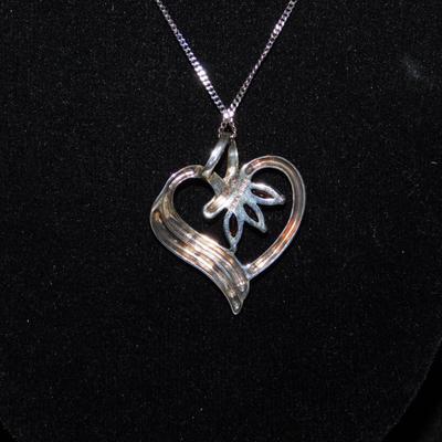 925 Sterling Chain w/ 925 Tourmaline Heart Pendant 18”, 6.4g