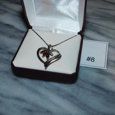 925 Sterling Chain w/ 925 Tourmaline Heart Pendant 18”, 6.4g