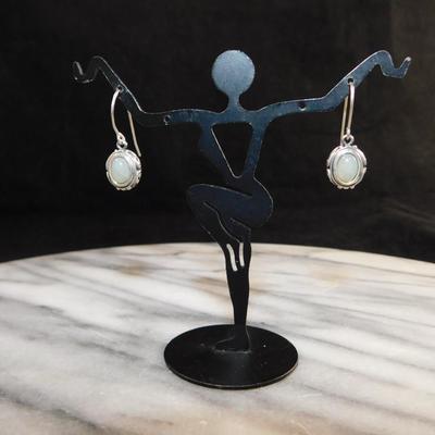 925 Sterling Moonstone Drop Earrings 2.4g