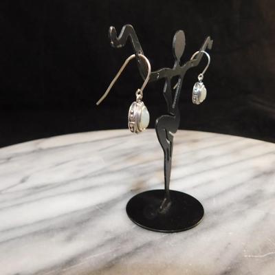 925 Sterling Moonstone Drop Earrings 2.4g