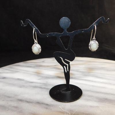 925 Sterling Moonstone Drop Earrings 2.4g