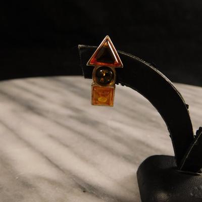 Geometric Baltic Amber 925 Sterling Earrings 2.6g
