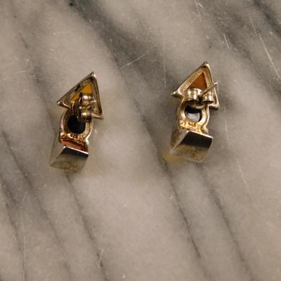 Geometric Baltic Amber 925 Sterling Earrings 2.6g