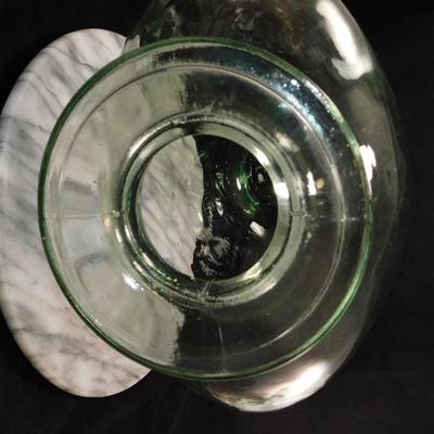 Large Light Green Pressed Glass Vase 14.25” Tall