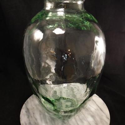 Large Light Green Pressed Glass Vase 14.25” Tall
