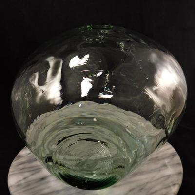 Large Light Green Pressed Glass Vase 14.25” Tall