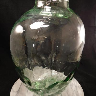 Large Light Green Pressed Glass Vase 14.25” Tall