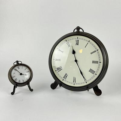 185 Two Pottery Barn Pocket Watch Style Desk Clocks